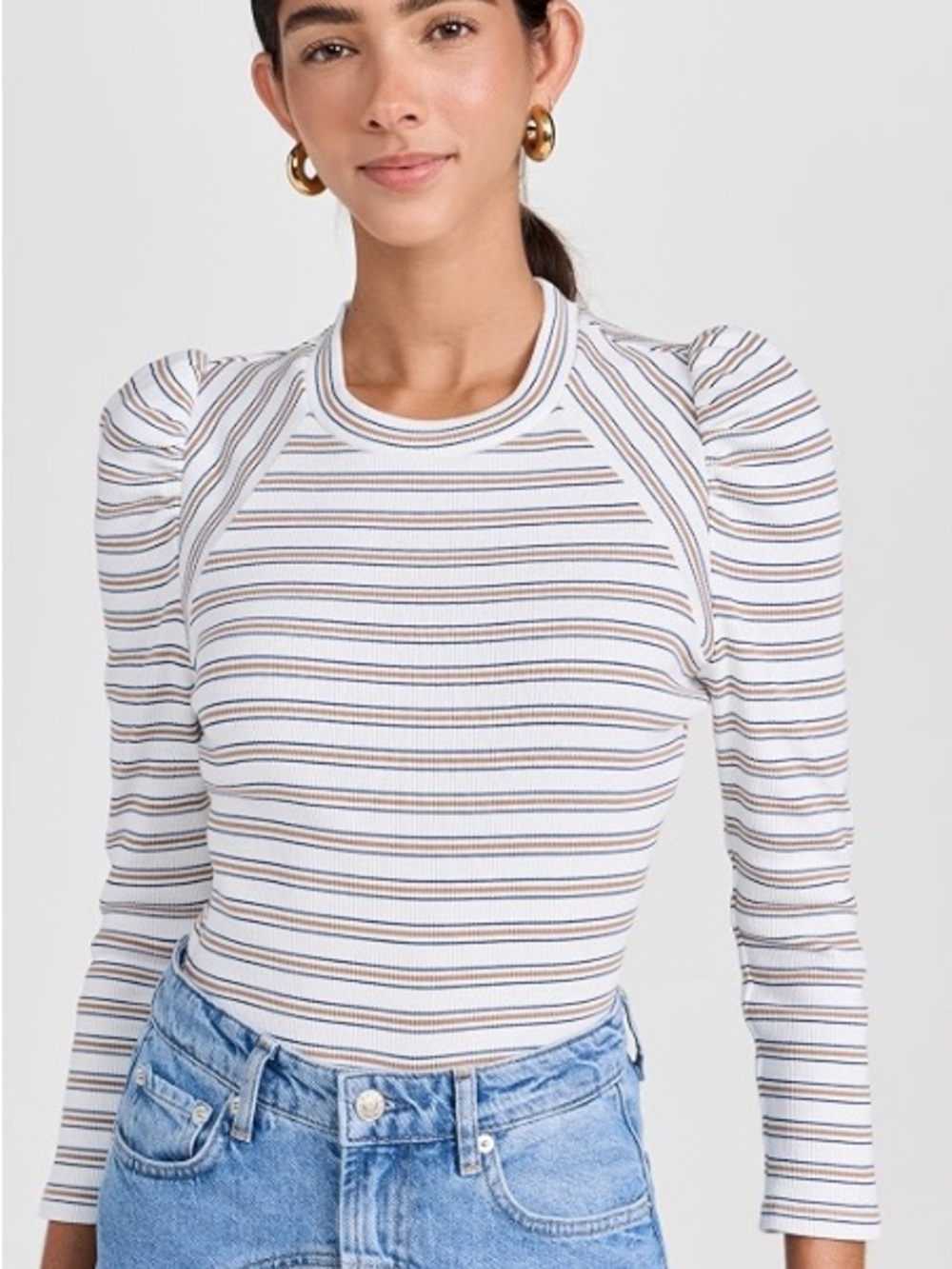 Veronica Beard
Delano Stripe Puff-Sleeve Top NWT